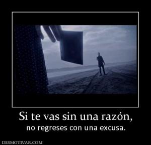 Si te vas sin una razón, no regreses con una excusa.