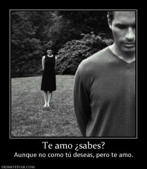 Te amo ¿sabes? Aunque no como tú deseas, pero te amo.