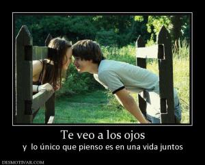 Te veo a los ojos y  lo único que pienso es en una vida juntos