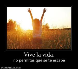 Vive la vida, no permitas que se te escape