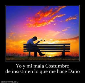 Yo y mi mala Costumbre de insistir en lo que me hace Daño