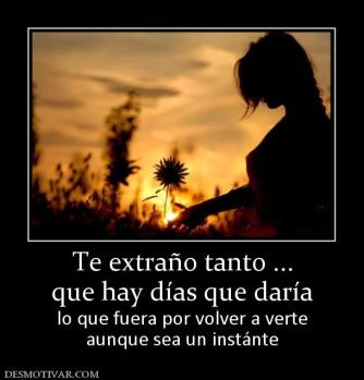 Te extraño tanto ... que hay días que daría lo que fuera por volver a verte aunque sea un instánte