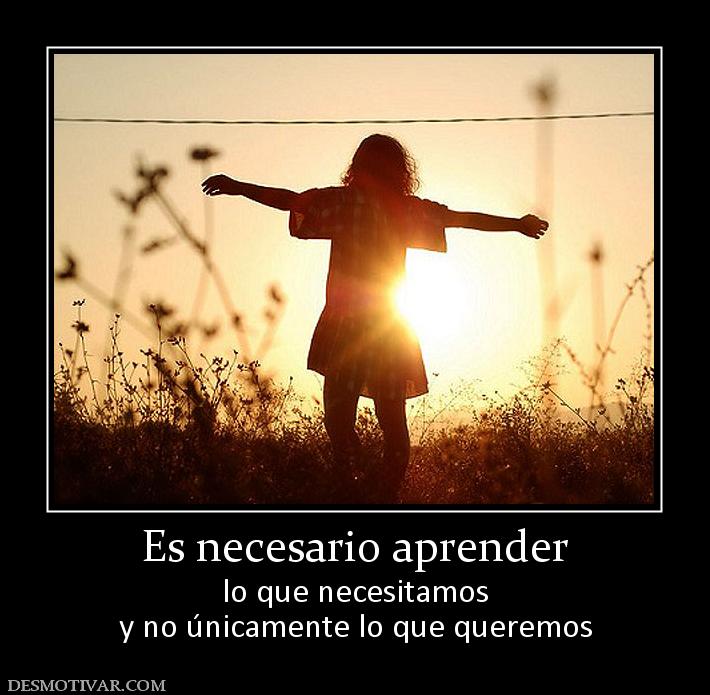 Es necesario aprender lo que necesitamos y no únicamente lo que queremos