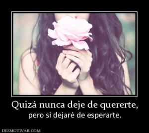 Quizá nunca deje de quererte, pero sí dejaré de esperarte.
