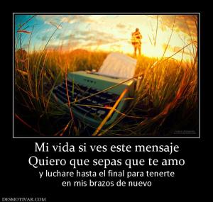 Mi vida si ves este mensaje Quiero que sepas que te amo y luchare hasta el final para tenerte en mis brazos de nuevo