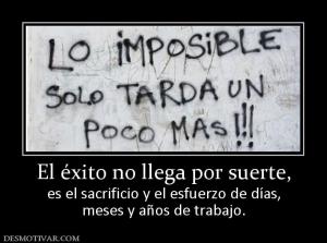 El éxito no llega por suerte, es el sacrificio y el esfuerzo de días, meses y años de trabajo.