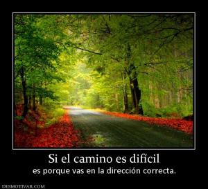 Si el camino es difícil es porque vas en la dirección correcta.