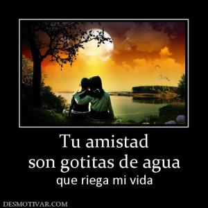 Tu amistad son gotitas de agua que riega mi vida