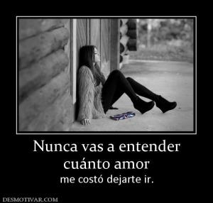 Nunca vas a entender cuánto amor  me costó dejarte ir.