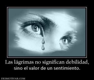 Las lágrimas no significan debilidad, sino el valor de un sentimiento.
