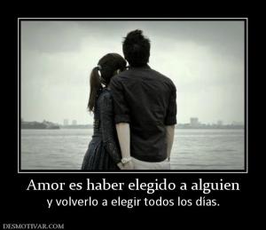 Amor es haber elegido a alguien y volverlo a elegir todos los días.