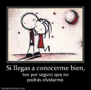 Si llegas a conocerme bien, ten por seguro que no podrás olvidarme.