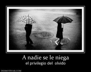 A nadie se le niega el privilegio del  olvido