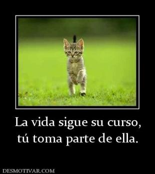 La vida sigue su curso, tú toma parte de ella.