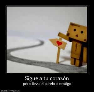 Sigue a tu corazón pero lleva el cerebro contigo