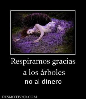 Respiramos gracias  a los árboles    no al dinero