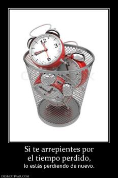 Si te arrepientes por el tiempo perdido,  lo estás perdiendo de nuevo.