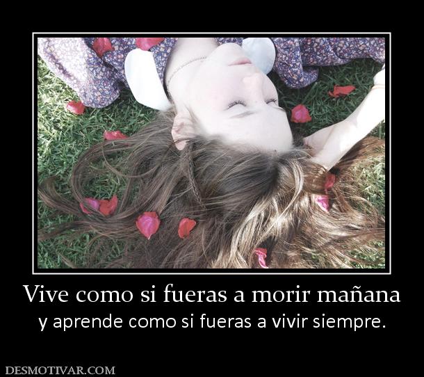 Vive como si fueras a morir mañana y aprende como si fueras a vivir siempre.