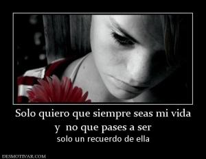 Solo quiero que siempre seas mi vida y  no que pases a ser solo un recuerdo de ella