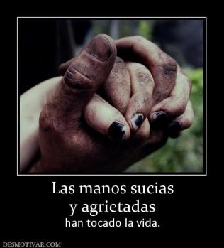 Las manos sucias y agrietadas han tocado la vida.