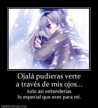 Ojalá pudieras verte a través de mis ojos... Solo así entenderías lo especial que eres para mí.
