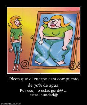 Dicen que el cuerpo esta compuesto de 70% de agua. Por eso, no estas gord@ ... estas inundad@