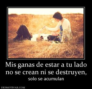 Mis ganas de estar a tu lado no se crean ni se destruyen, solo se acumulan
