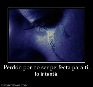 Perdón por no ser perfecta para ti, lo intenté.