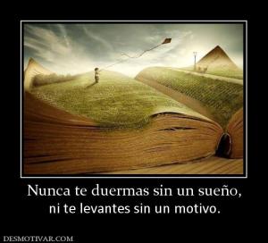 Nunca te duermas sin un sueño, ni te levantes sin un motivo.