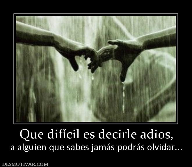 Que difícil es decirle adios, a alguien que sabes jamás podrás olvidar...