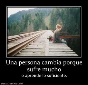 Una persona cambia porque sufre mucho o aprende lo suficiente.