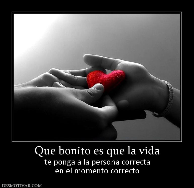 Que bonito es que la vida te ponga a la persona correcta en el momento correcto