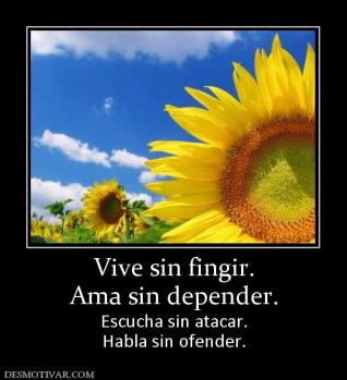 Vive sin fingir. Ama sin depender. Escucha sin atacar. Habla sin ofender.