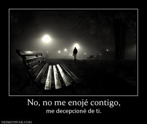 No, no me enojé contigo, me decepcioné de ti.
