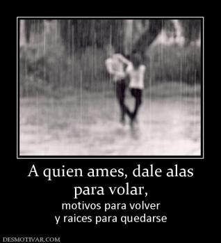 A quien ames, dale alas para volar,  motivos para volver y raices para quedarse