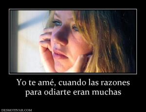 Yo te amé, cuando las razones para odiarte eran muchas