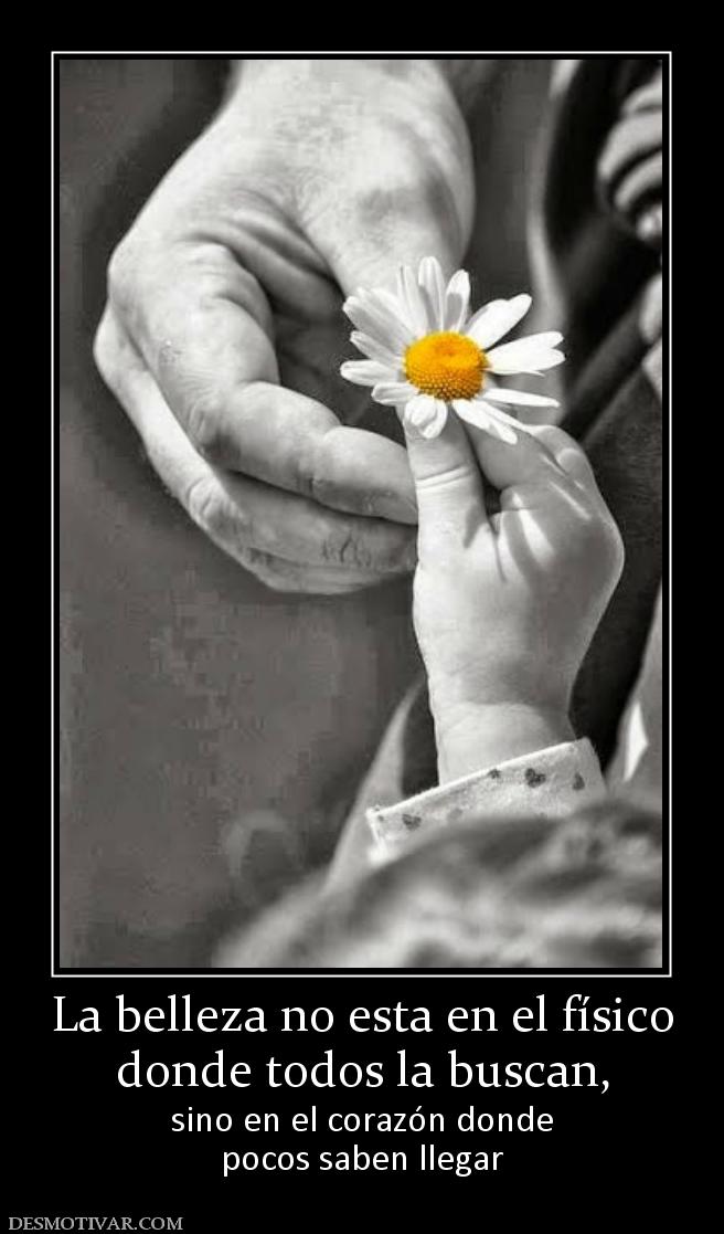 La belleza no esta en el físico donde todos la buscan,  sino en el corazón donde pocos saben llegar