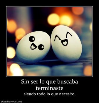 Sin ser lo que buscaba terminaste siendo todo lo que necesito.