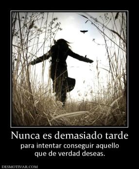 Nunca es demasiado tarde para intentar conseguir aquello que de verdad deseas.