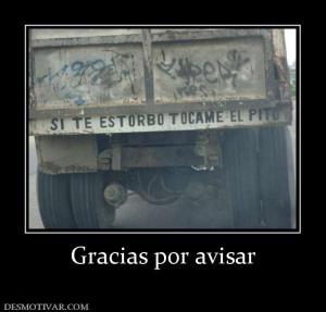 Gracias por avisar