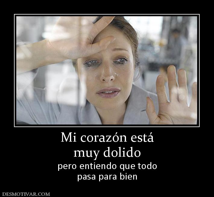 Mi corazón está muy dolido pero entiendo que todo pasa para bien