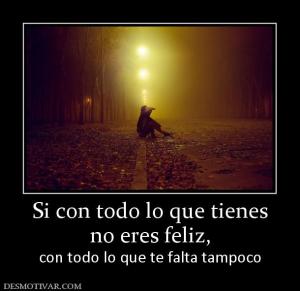 Si con todo lo que tienes no eres feliz,  con todo lo que te falta tampoco