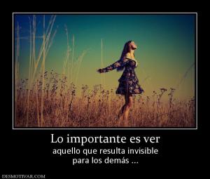 Lo importante es ver aquello que resulta invisible para los demás ...