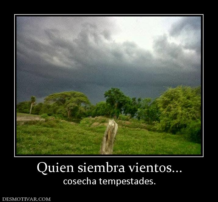 Quien siembra vientos... cosecha tempestades.