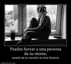 Puedes borrar a una persona de tu mente, sacarla de tu corazón es otra historia.