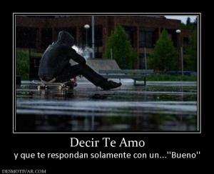 Decir Te Amo y que te respondan solamente con un...''Bueno''