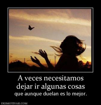 A veces necesitamos dejar ir algunas cosas que aunque duelan es lo mejor.