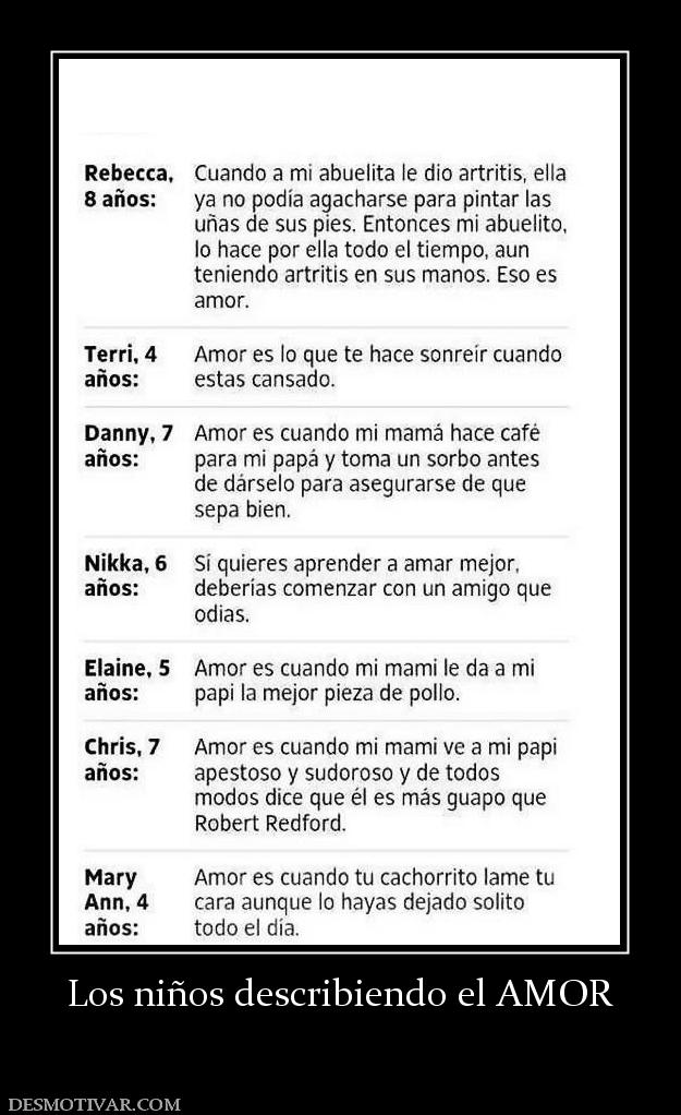 Los niños describiendo el AMOR