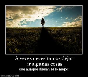 A veces necesitamos dejar  ir algunas cosas que aunque duelan es lo mejor.