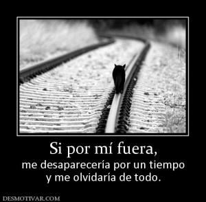 Si por mí fuera, me desaparecería por un tiempo y me olvidaría de todo.